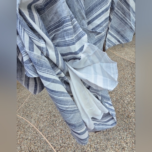 Nwot Soft Surroundings Sonya Linen Dress Striped Pockets  L - Picture 4 of 15